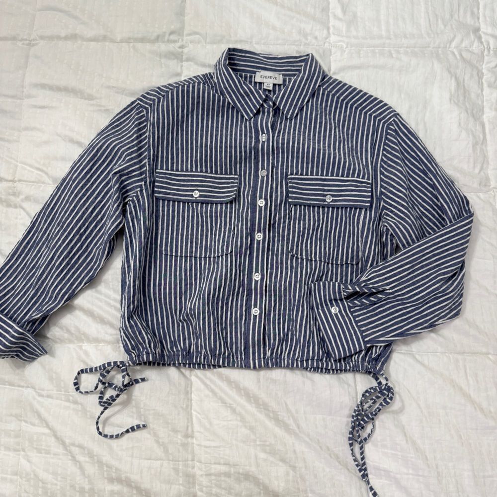 Evereve “Louise tie shirt” Long Sleeve Button Down Shirt w tie @waist- EUC- XS - Picture 11 of 16